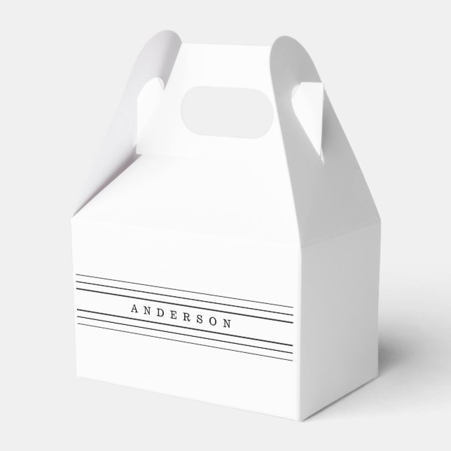Your Custom Text & Modern Stripes | Black & White Favor Boxes (Front Side)