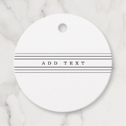 Your Custom Text  Modern Stripes  Black  White Favor Tags