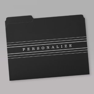 Your Custom Text & Modern Stripes Black & White File Folder