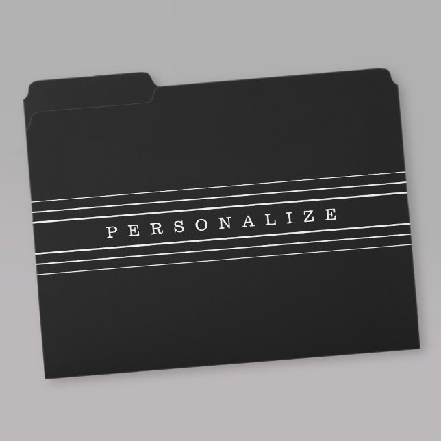 Your Custom Text & Modern Stripes | Black & White File Folder (Creator Uploaded)