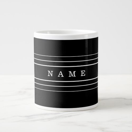 Your Custom Text  Modern Stripes  Black  White Giant Coffee Mug