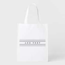 Your Custom Text &amp; Modern Stripes | Black &amp; White Grocery Bag