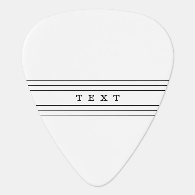 Your Custom Text & Modern Stripes | Black & White Guitar Pick (Front)