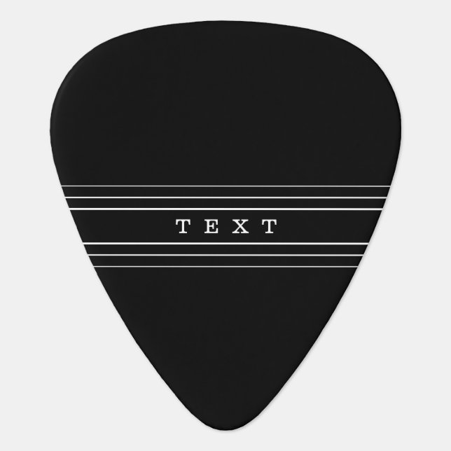 Your Custom Text & Modern Stripes | Black & White Guitar Pick (Front)
