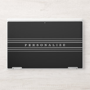 Your Custom Text & Modern Stripes Black & White HP Laptop Skin