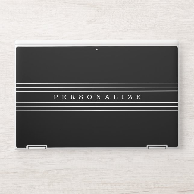 Your Custom Text & Modern Stripes | Black & White HP Laptop Skin (Front)