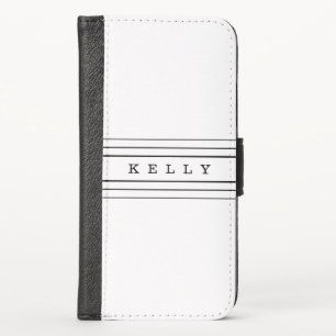 Your Custom Text & Modern Stripes Black & White iPhone X Wallet Case