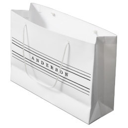 Your Custom Text &amp; Modern Stripes | Black &amp; White Large Gift Bag