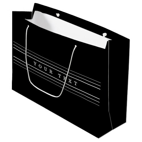 Your Custom Text  Modern Stripes  Black  White Large Gift Bag