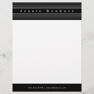 Your Custom Text & Modern Stripes Black & White Letterhead