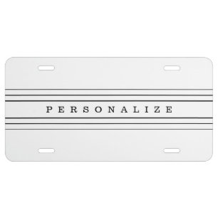 Your Custom Text & Modern Stripes Black & White License Plate