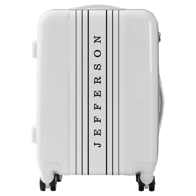 Your Custom Text & Modern Stripes | Black & White Luggage (Front)