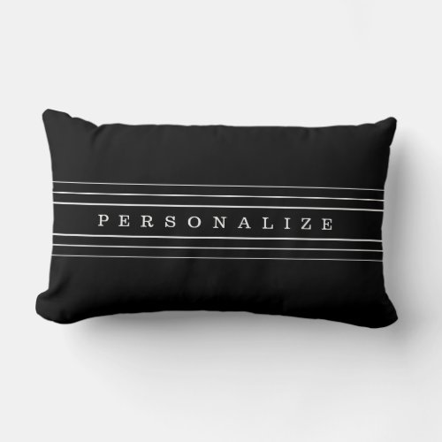 Your Custom Text  Modern Stripes  Black  White Lumbar Pillow