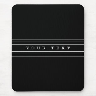 Your Custom Text & Modern Stripes   Black & White Mouse Pad