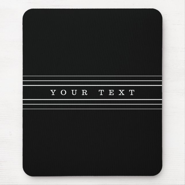 Your Custom Text & Modern Stripes | Black & White Mouse Pad (Front)