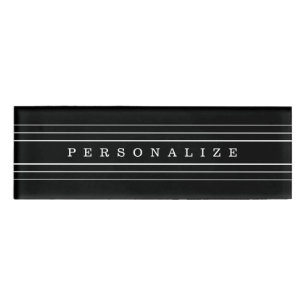 Your Custom Text & Modern Stripes Black & White Name Tag