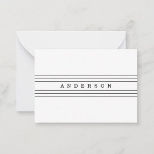 Your Custom Text & Modern Stripes   Black & White Note Card