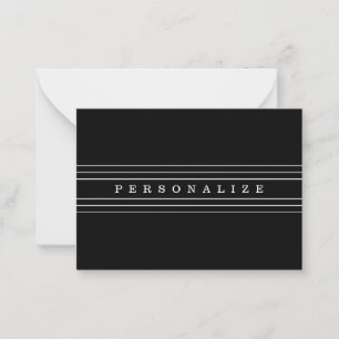 Your Custom Text & Modern Stripes   Black & White Note Card