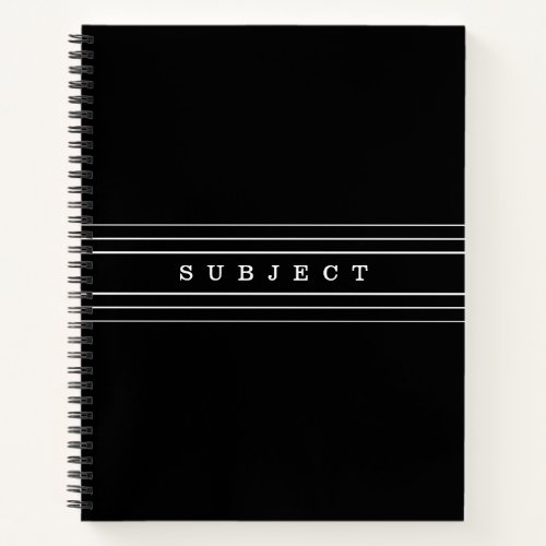 Your Custom Text  Modern Stripes  Black  White Notebook
