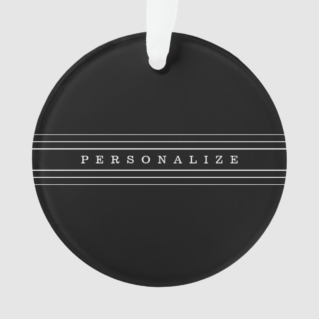 Your Custom Text & Modern Stripes | Black & White Ornament (Front)