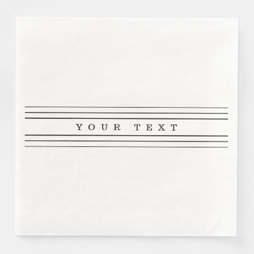 Your Custom Text  Modern Stripes  Black  White Paper Dinner Napkins