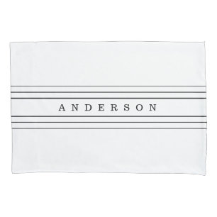 Your Custom Text & Modern Stripes Black & White Pillow Case