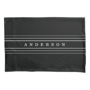 Your Custom Text & Modern Stripes Black & White Pillow Case