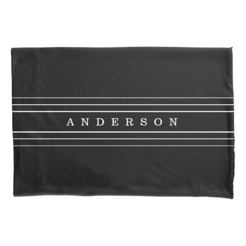 Your Custom Text  Modern Stripes  Black  White Pillow Case