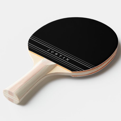 Your Custom Text & Modern Stripes | Black & White Ping Pong Paddle | Zazzle