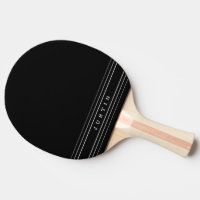 Your Custom Text & Modern Stripes | Black & White Ping Pong Paddle