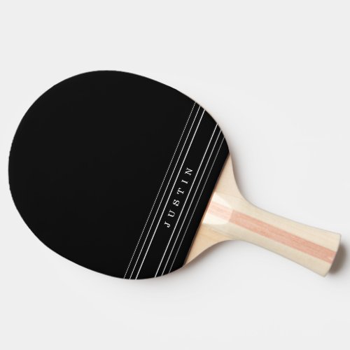 Your Custom Text  Modern Stripes  Black  White Ping Pong Paddle