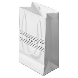 Your Custom Text &amp; Modern Stripes | Black &amp; White Small Gift Bag