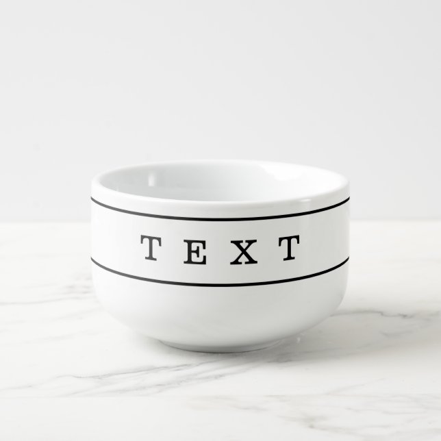 Your Custom Text & Modern Stripes | Black & White Soup Mug (Front)