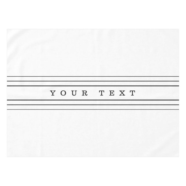 Your Custom Text & Modern Stripes | Black & White Tablecloth (Front (Horizontal))