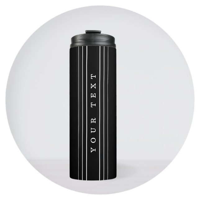 Your Custom Text & Modern Stripes | Black & White Thermal Tumbler (Creator Uploaded)