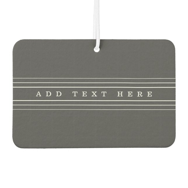 Your Custom Text & Modern Stripes | Grey & White Air Freshener (Front)