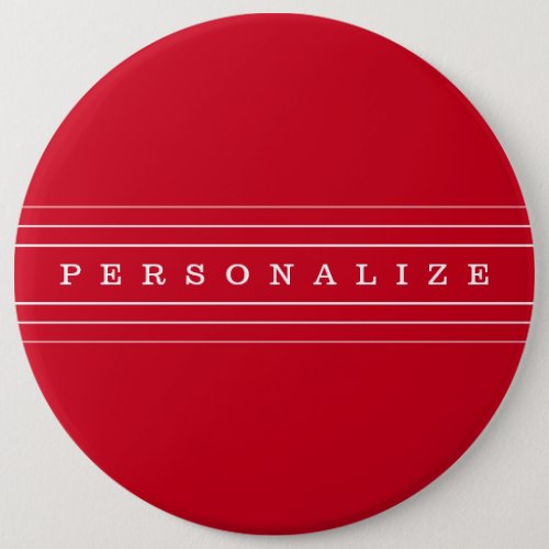 Your Custom Text  Modern Stripes  Red  White Button