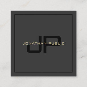 Your Custom Text Monogram Elegant Black & Gold Square Business Card
