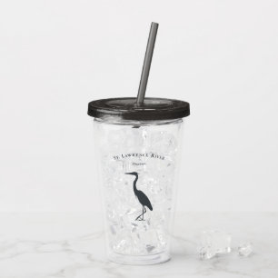 your custom text name Great Blue Heron silhouette Acrylic Tumbler