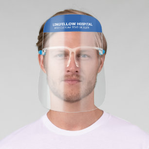 Your Custom Text Name, Quote, Any Words Blue Face Shield