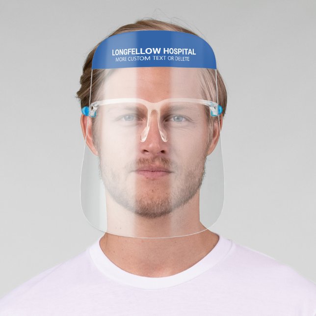 Your Custom Text Name, Quote, Any Words Blue Face Shield (Insitu)