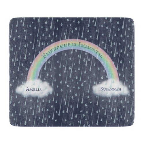 Your Custom Text on a Rainbow Arch  Clouds Cutting Board