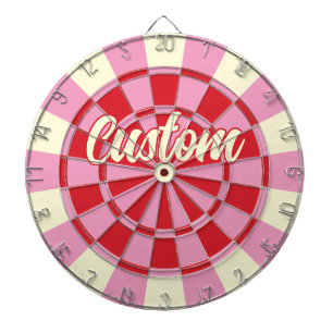 Your Custom Text on Vintage Pink And Red Design Dart Board