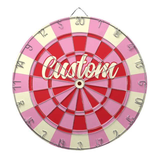 Your Custom Text on Vintage Pink And Red Design Dart Board (Front)