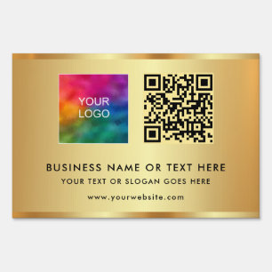 Your Custom Text QR Code Company Logo Gold Yard Sign