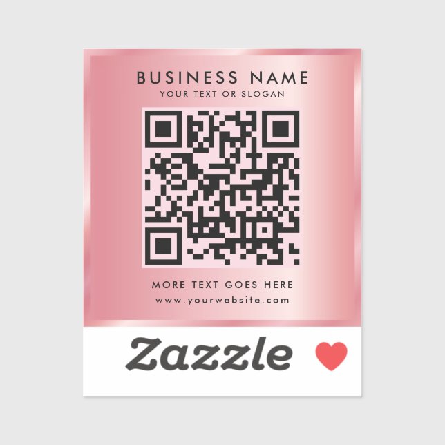 Your Custom Text QR Code Logo Rose Gold Template Sticker (Sheet)