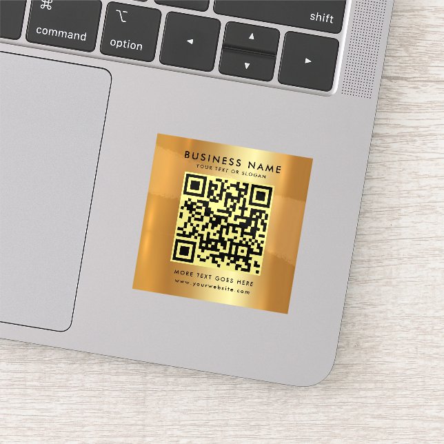 Your Custom Text QR Code Logo Template Faux Gold Sticker (Detail)