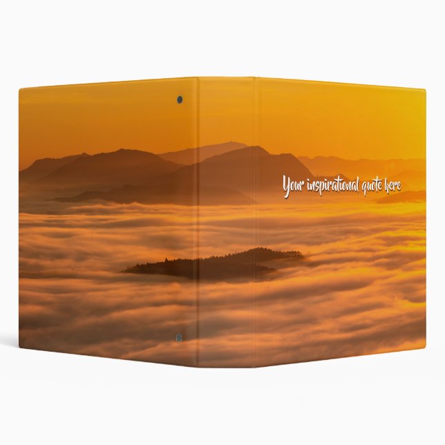 Your custom text sunrise above foggy landscape 3 ring binder (Background)