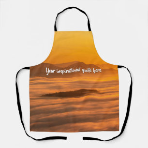Your custom text sunrise above foggy landscape apron