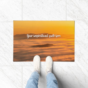Your custom text sunrise above foggy landscape doormat